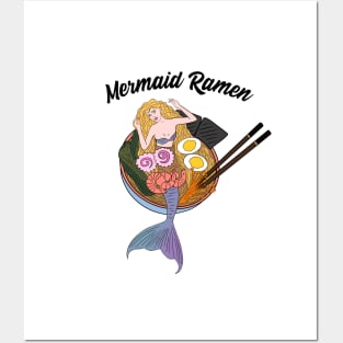 Cute Asian mermaid ramen Posters and Art